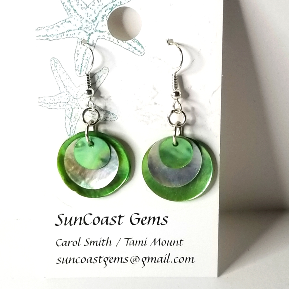 New Sun Coast Gems Shell Dangle Earrings by Carol Smith